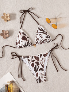 RUIQUWIN Vente en gros Nouveauté 2026 Ensemble de maillot de bain 2 pièces pour femme avec soutien-gorge push-up imprimé, style bikini, sexy, avec cordon de serrage et logo sur le devant, pour la plage - Product Image 4