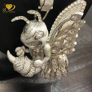 Liontin kustom perhiasan mewah kartun hewan 925 perak murni lebah es keluar liontin Vvs Moissanite liontin Hip Hop - Product Image 4