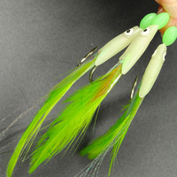 Tête de poisson Alpha Luminous Sabiki Rig 3 Hameçons Plumes de pêche Rigs avec vraie plume