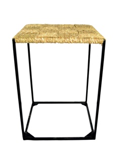 Table d'appoint tabouret de bar fabriqué à la main jonc de mer tissé haut cadre en métal salon de la villa chambre à coucher utiliser table basse meubles - Product Image 1