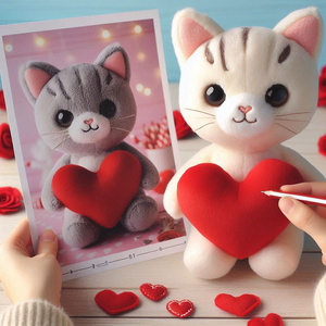 Valentine Stuffed Animals <strong>Cat</strong> <strong>Plush</strong> with Red Heart Custom Stuffed <strong>Plush</strong> Toys - Product Image 3
