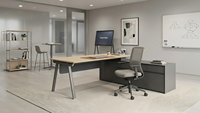 Bureau de direction avec armoire de rangement latérale, poste de travail moderne pour bureau d'entreprise et salles de direction