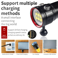 Lampe de plongée sous-marine 12000 lumens pour photographie aquatique, éclairage de plongée avec un angle de faisceau large de 120 degrés, lampe torche LED sous-marine
