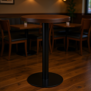 Dark Brown <b>Round</b> <b>Bistro</b> <b>Table</b> 19.7 In Mdf Restaurant Furniture Contemporary Design Durable Modern Style - Product Image 2