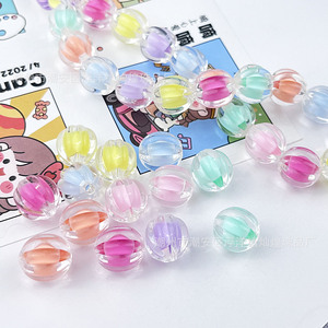Candy Colored Transparent Pumpkin <b>Beads</b> Acrylic Round Loose <b>Beads</b> For DIY Jewelry Phone Chain Keychain Craft Making - Product Image 2