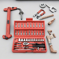 Jeu de clés à cliquet manuelles combinées en acier au carbone, kit d'outils 46 pièces, personnalisable OEM, pour bricolage, faible MOQ