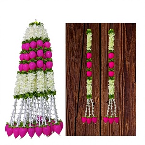 Floral Macrame Wall <b>Hanging</b> Vertical Bohemian Style 2Pcs Pink <b>White</b> Green Wedding Home Decor - Product Image 1