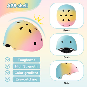 Casque de vélo dégradé pour enfants, coque ABS, 11 aérations, casque de sécurité réglable pour vélo, skateboard, scooter, patins à roulettes, sports - Product Image 3