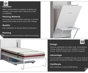 <span class=keywords><strong>Cama</strong></span> plegable Cadre de Lit caché Peu encombrant, montaje réglable LIT escamotable mural flexible Lit Mural Avec Tube En Acier - Product Image 4