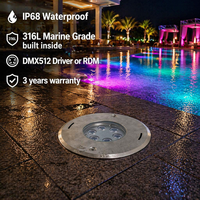 Lumière LED subaquatique marine pour piscine, basse tension, submersible, encastrée, RGBW DMX, IP68, étanche, acier inoxydable 316, 3W, dimmable