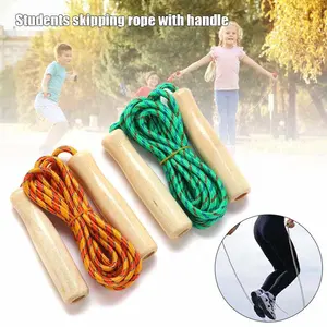 Wooden Skipping Rope Training High Quality Wholesale Custom Logo Equipment Gym Kids Green Jumping Ankle Wooden Handle Wood Fitness Skip Jump Rope