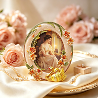 Cadre photo de table personnalisable, artisanal, de luxe, en alliage de zinc, émail et strass, style antique vintage, avec façade en verre transparent, pour mariage et maison