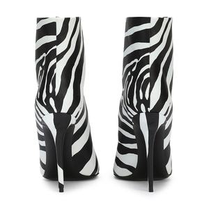 Bottines <span class=keywords><strong>tendance</strong></span> à talons aiguilles zébrés, bout pointu, design personnalisé, talons hauts, en cuir PU, pour <span class=keywords><strong>femme</strong></span>, <span class=keywords><strong>hiver</strong></span> <span class=keywords><strong>2022</strong></span> - Product Image 3