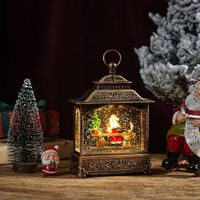 Boîte à musique de Noël avec globe à neige, lanterne lumineuse, scène familiale avec bonhomme de neige scintillant, lampe de nuit LED USB à piles, décoration