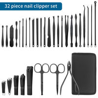 Ensemble de manucure professionnel de 32 pièces, kit de soin des pieds, comprend des coupe-ongles, des ciseaux, des limes, un étui de voyage, parfait pour la maison