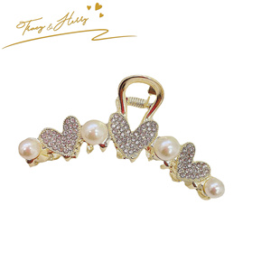 Accessoires <span class=keywords><strong>pour</strong></span> cheveux <span class=keywords><strong>pour</strong></span> femmes européennes Tracy & Herry, strass brillants, tempérament diamant, <span class=keywords><strong>perle</strong></span>, métal, pinces à cheveux, pinces - Product Image 5