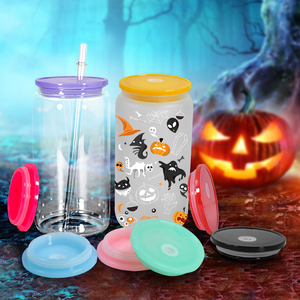 Rts chúng tôi 40 cái/CTN màu thay thế nắp nhựa cho 16oz Glass rõ ràng Frosted ly thủy tinh có thể Tumbler Mugs Flask - Product Image 2