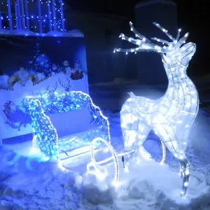 LED ışıkları noel ren geyiği süslemeleri lambaları dekoratif aydınlatma ev dekor kızak demir lüks açık su geçirmez karton kutu 80