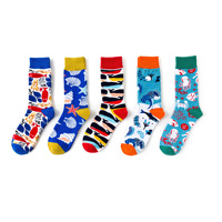 Happy Sox Ocrean Art Fashion Fish Shell Seastar Coral Cotton Crew Chaussettes pour hommes