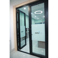 Portes françaises extérieures à double battant en aluminium avec grilles, design moderne, pour villa en verre