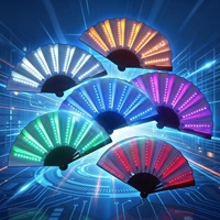 Abanicos Plegables LED Luminosos, Abanico de Mano con Luz para Espectáculos, Accesorios para Espectáculos, Cumpleaños, Bodas, Discotecas, Decoración Fluorescente