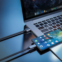 Kabel Data USB 2.0 Tipe-C Anyaman Nilon Transmisi 3A Pengisian Cepat Konduktor Tembaga Murni Daya Ponsel Komputer