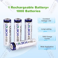 Batterie lithium-ion rechargeable par USB portable AA 4100 mWh 1,5 V pour drone, console de jeu Smart Lock