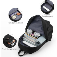 Sac à dos pour ordinateur portable unisexe noir OEM ODM, imperméable, pour voyages, avec port de charge USB, compatible avec les ordinateurs portables de 15,6 pouces