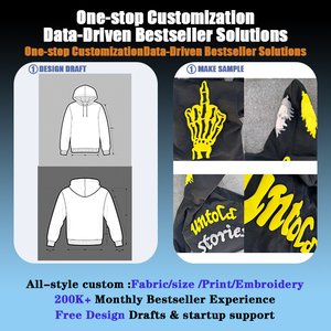 Sweat à capuche personnalisé en coton 100% avec logo brodé, effet délavé à l'acide et vieilli, coupe oversize à épaules tombantes 3D pour homme - Product Image 2