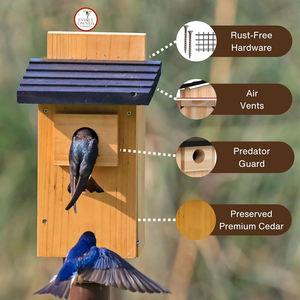 Casetta per Uccelli <span class=keywords><strong>in</strong></span> <span class=keywords><strong>Legno</strong></span> di Cedro per Osservazione, Design Resistente alle Intemperie, Forma Rettangolare per Decorazione Giardino Esterno - Product Image 3