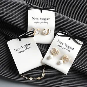 Brinco jóias titular cartões, logotipo personalizado tecido fosco jóias pendurado brinco e colar display card/.