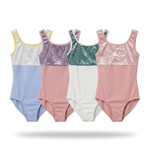 Maillot de Ballet para Niñas con Tirantes de Terciopelo, Espalda en U Cuadrada, Bicolor, para Entrenamiento de Ballet, Uniforme de Danza OEM - Product Image 1