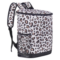 Sac à dos isotherme portable à double bandoulière motif léopard pour vin rouge, avec pochette de refroidissement instantané et compartiment pour ordinateur portable