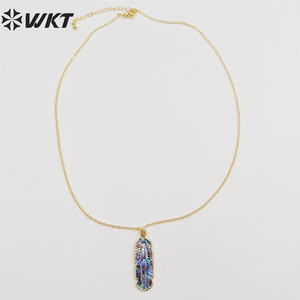 WT-N1034 WKT <span class=keywords><strong>collana</strong></span> moda 18k gioielli placcati oro reale popolare <span class=keywords><strong>collana</strong></span> <span class=keywords><strong>di</strong></span> conchiglie <span class=keywords><strong>di</strong></span> Abalone a forma <span class=keywords><strong>di</strong></span> piuma <span class=keywords><strong>collana</strong></span> Pauwa - Product Image 6