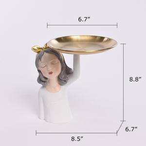 현대 저장 귀여운 수지 공예 장식품 사탕 주최자 트레이 책상 가정 장식 소녀 동상 - Product Image 6