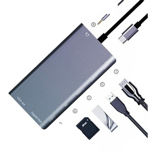 Usbc vers Rj45 Lan <span class=keywords><strong>4K</strong></span> Hdmi Vga 2Usb 3.0 <span class=keywords><strong>lecteur</strong></span> de fente pour carte Sd 8 en 1 adaptateur de quai de type C - Product Image 1