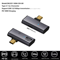 Fournir 2 en 1 Double Type-c Port Femelle à Type c Adaptateur de prise Mâle PD 100W 10Gbps USB3.2 Connecteur de transfert de données pour ordinateur portable plus rapide
