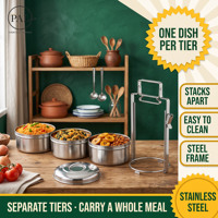 Boîte à lunch moderne en acier inoxydable 304, 14-18 cm, 2-5 niveaux, sans rouille, sans odeur, fermeture à clip latéral, écologique, récipient pour repas de camping