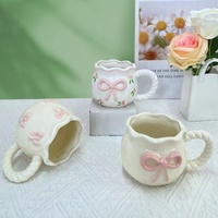 Tasse à café en céramique en forme de cœur avec nœud, mignonne tasse à thé pour le thé de l'après-midi, vaisselle pour la maison, le café, le restaurant, cadeau