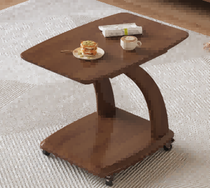 Table basse en bois moderne, design mid-century, meuble de salon mobile, base en bois massif - Product Image 4