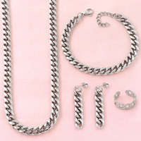 Joyería para Mujer, Acero Inoxidable, Joyas de Alta Calidad, Collar de Cadena con Eslabones para Mujer, Aretes, Juego de Joyería