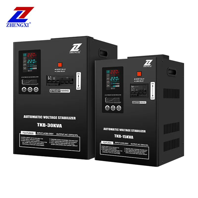 ขายร้อน 220V เฟสเดียว 80-260V AC รีเลย์ประเภทควบคุมแรงดันไฟฟ้าอัตโนมัติ 10KVA 15KVA 30KVA แรงดันไฟฟ้า Stabilizer