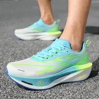 Nouvelles chaussures de course unisexes pour couple, légères, respirantes, résistantes à l'usure, avec plaque en carbone et lacets, idéales pour le marathon.