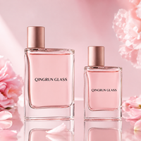 Flacon de parfum en verre plat avec bouchon et boîte, 25 ml 50 ml 100 ml, emballage de parfum vide