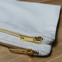 Pochette zippée vierge 100% polyester pour sublimation, sac de toilette de voyage blanc uni avec fermeture éclair en métal doré