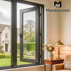 <span class=keywords><strong>Fenêtre</strong></span> à battant en aluminium grande taille personnalisable, isolation thermique, double vitrage trempé, coupe-vent avec moustiquaire pour immeubles de grande hauteur - Product Image 1