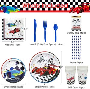 Articles de fête sur le thème des voitures de course pour l'anniversaire des garçons - Product Image 4