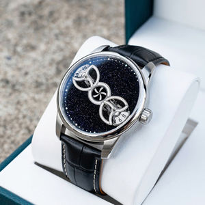 SANYIN OEM ODM Factory Custom Automatic Wandering Hour <b>Watch</b> Private Label Luxury <b>Blue</b> Aventurine Dial Mechanical <b>Watch</b> <b>for</b> <b>Men</b> - Product Image 1