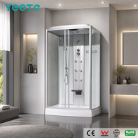 Cabine de douche vapeur modulaire YEETE 90 x 120 cm avec cadre argenté, porte à charnières en verre, jets de pluie et jets corporels, Australie OEM ODM