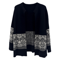 Großhandel Maßgeschneiderte Damen Casual Elegante Ethnische Geometrische Jacquard Offene Boho Vintage Tribal Strickjacke